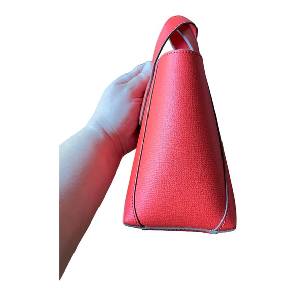 Loeffler Randall Ribbon Mini Leather Shopper Persimmon Red Convertible Crossbody - Picture 7 of 16